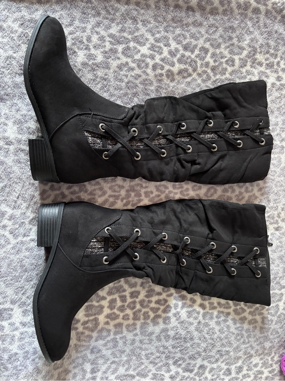 Kohl's Black Lace-Up Mid-Calf Fashion Boots